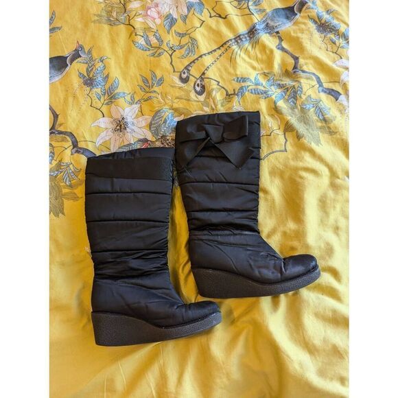 Kate Spade New York Cagney Quilted Bow Wedge Boot Black Women Size 7 - Picture 1 of 7